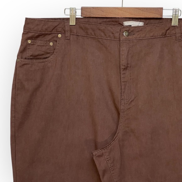 Woman Within Plus Size Brown Casual Pants 24W Cotton Blend Relaxed Fit - Picture 4 of 7